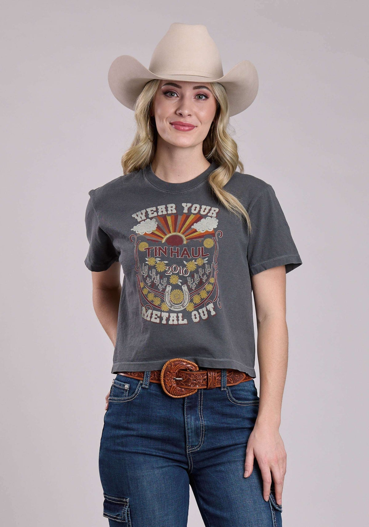 Tin Haul Womens 2010 Wear You Metal Out Short Sleeve Pullover Western Shirt - Tin Haul - Flyclothing LLC