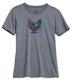 Womens Tin Haul Chicken With Flowers Short Sleeve Pullover Western Shirt