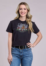 Tin Haul Womens Geometric Horserider Short Sleeve Pullover Western Shirt - Tin Haul - Flyclothing LLC