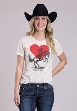 Tin Haul Womens Love Cowgirl In A Heart Short Sleeve Pullover Western Shirt - Tin Haul - Flyclothing LLC