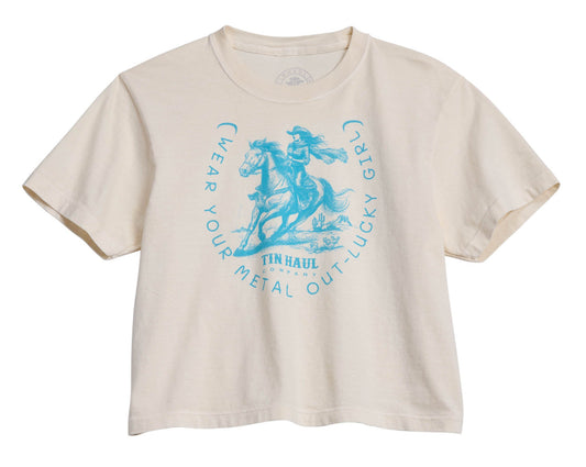 Womens Tin Haul Wear Your Metal Out Horseshoe Short Sleeve Pullover Western