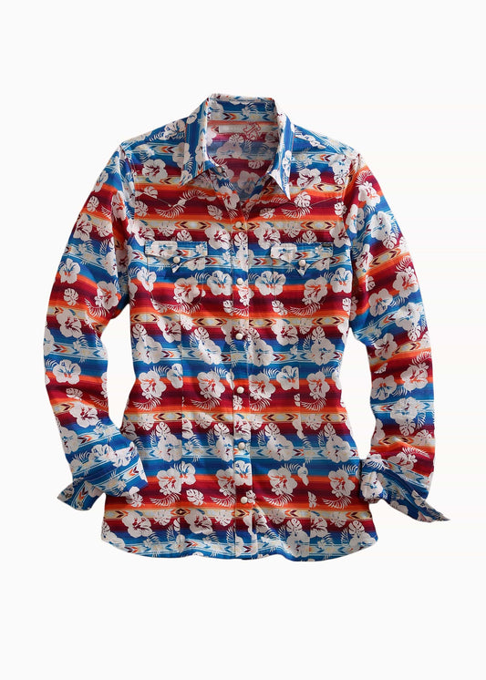 Tin Haul Womens Long Sleeve Snap Hawaiin Serape Western Shirt
