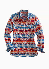 Tin Haul Womens Long Sleeve Snap Hawaiin Serape Western Shirt