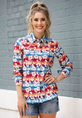Tin Haul Womens Long Sleeve Snap Hawaiin Serape Western Shirt