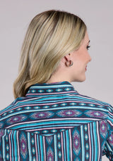 Tin Haul Womens Long Sleeve Snap Vertical Aztec Stripe Western Shirt - Tin Haul - Flyclothing LLC