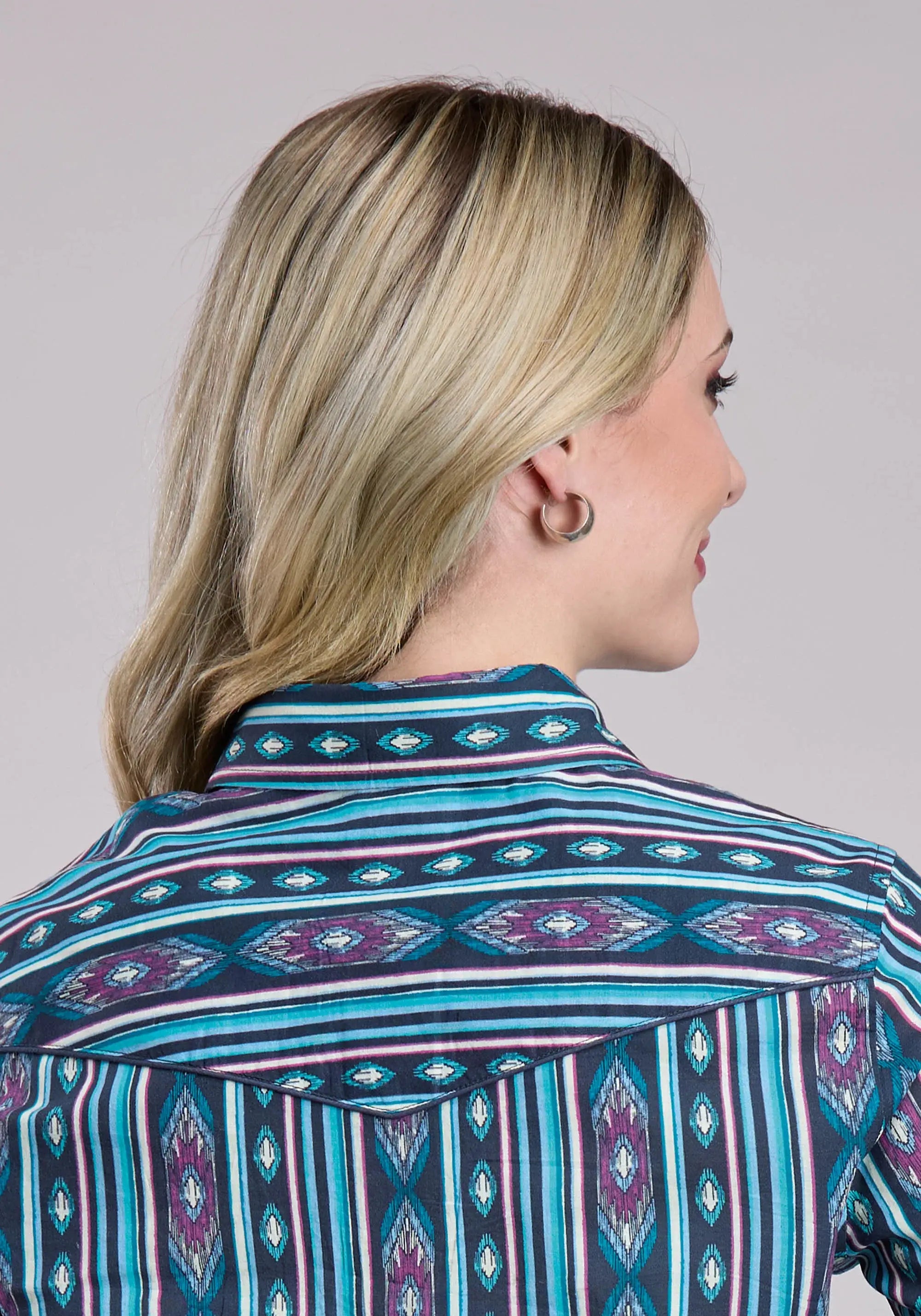 Tin Haul Womens Long Sleeve Snap Vertical Aztec Stripe Western Shirt - Tin Haul - Flyclothing LLC