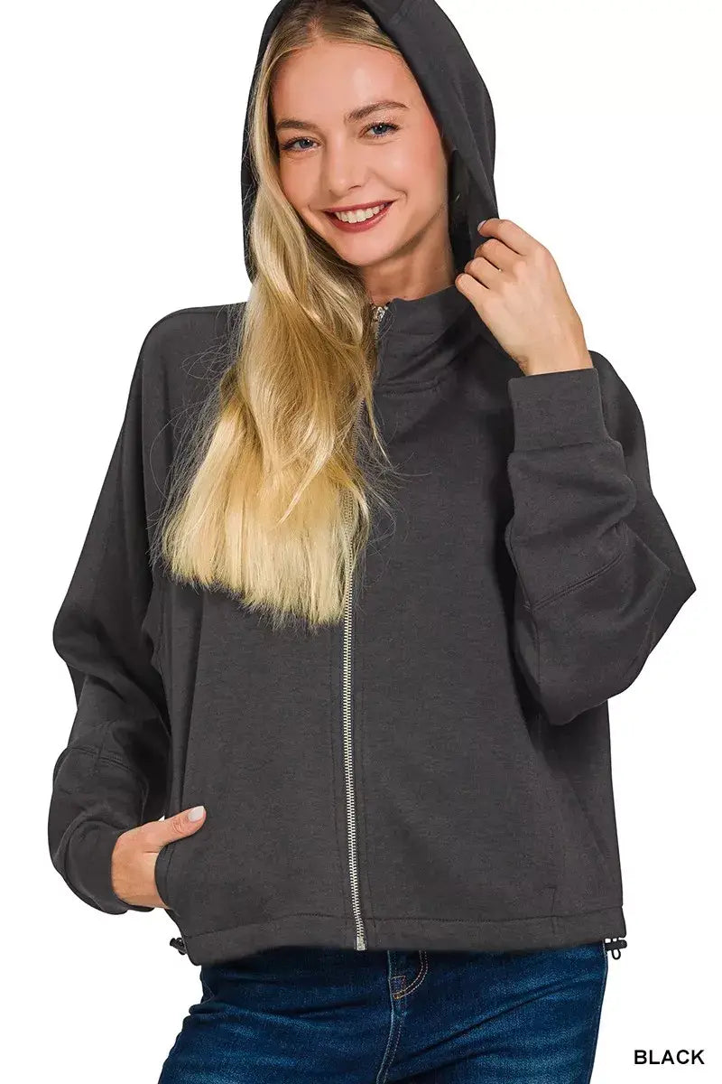 Zenana Soft Scuba Full Zip Hoodie Jacket - Trendsi - Flyclothing LLC