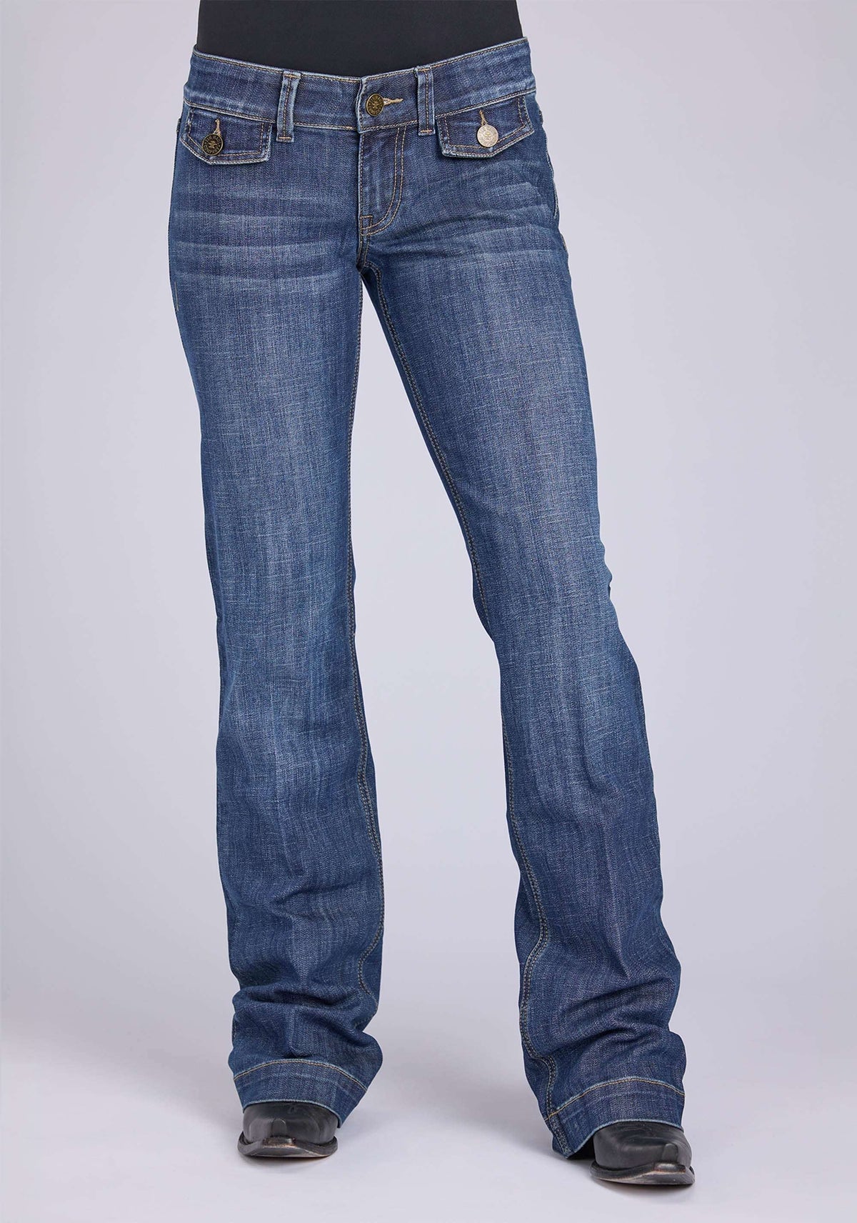 Tin Haul Womens Faux Front Pockets With Flaps Button Jeans - Tin Haul - Flyclothing LLC