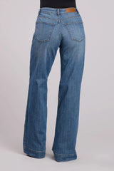 Womens Jeans Button Med Wash Plain Back Pkt W/ Seams Western Jeans - Tin Haul - Flyclothing LLC