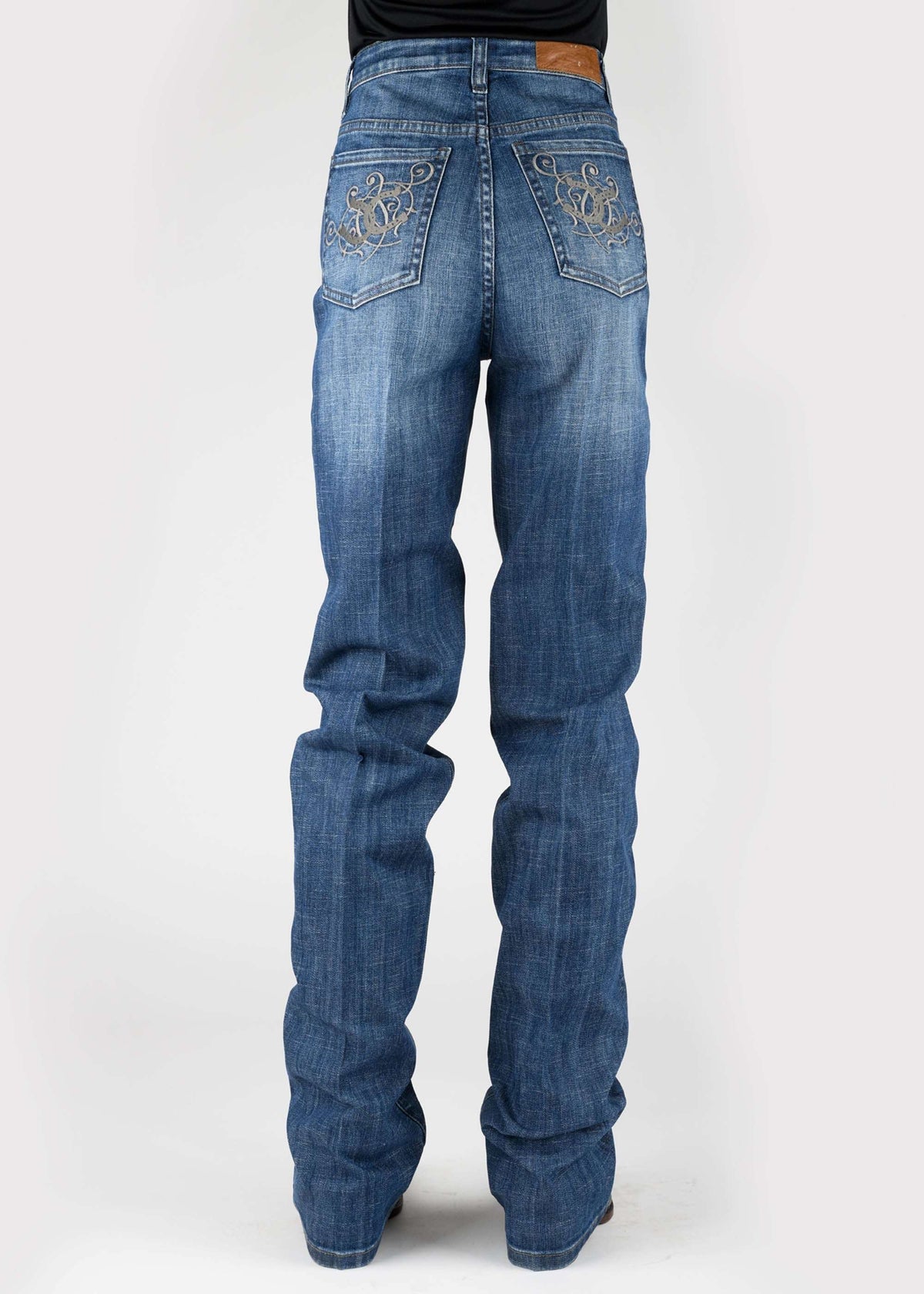 Tin Haul Womens Double Horseshoe Emb On Back Pocket Button Jeans