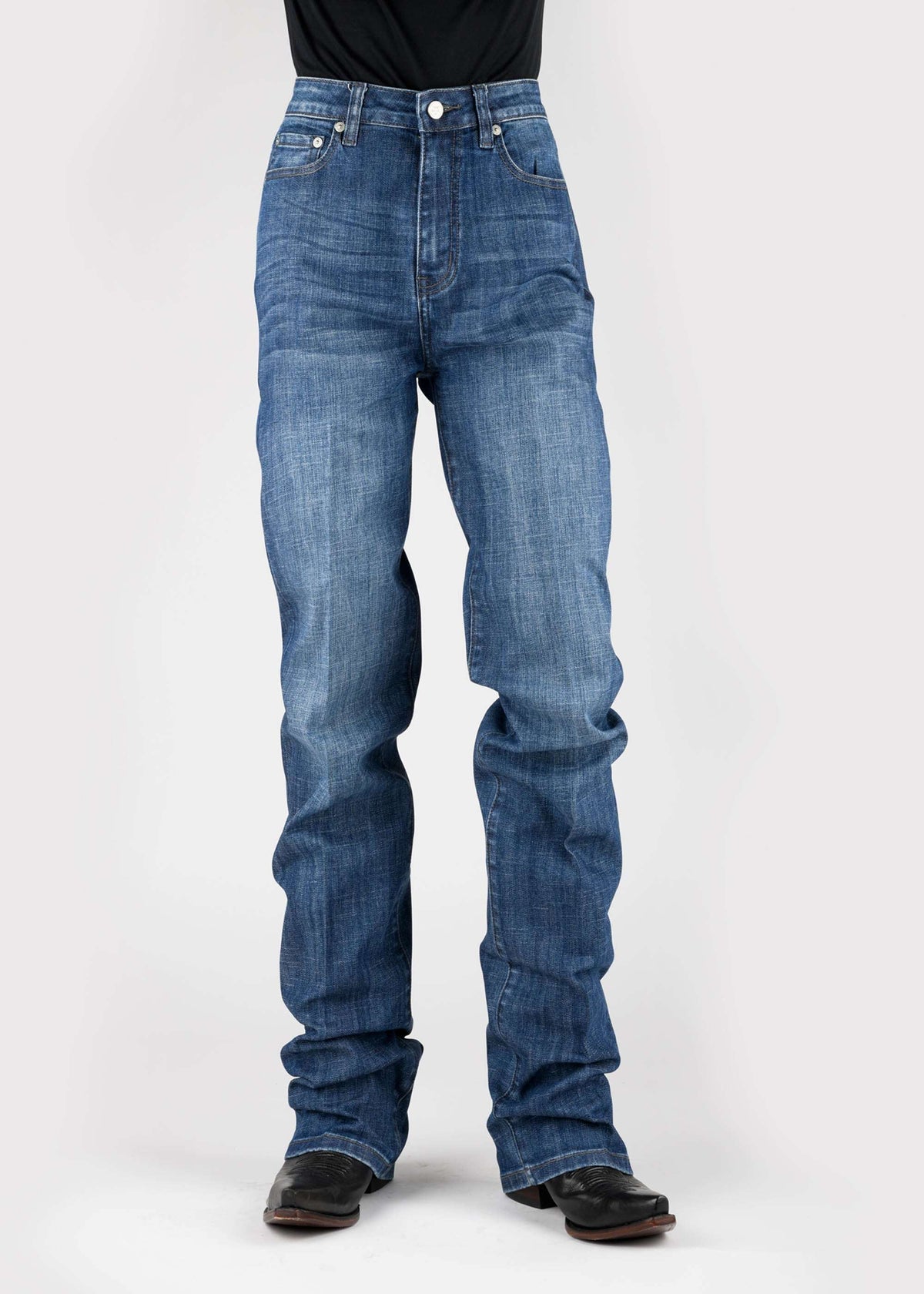 Tin Haul Womens Double Horseshoe Emb On Back Pocket Button Jeans