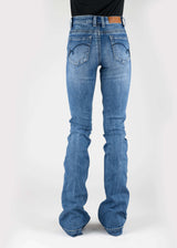 Tin Haul Womens Navy Tan Emb Back Pocket Deco Button Jeans - Tin Haul - Flyclothing LLC