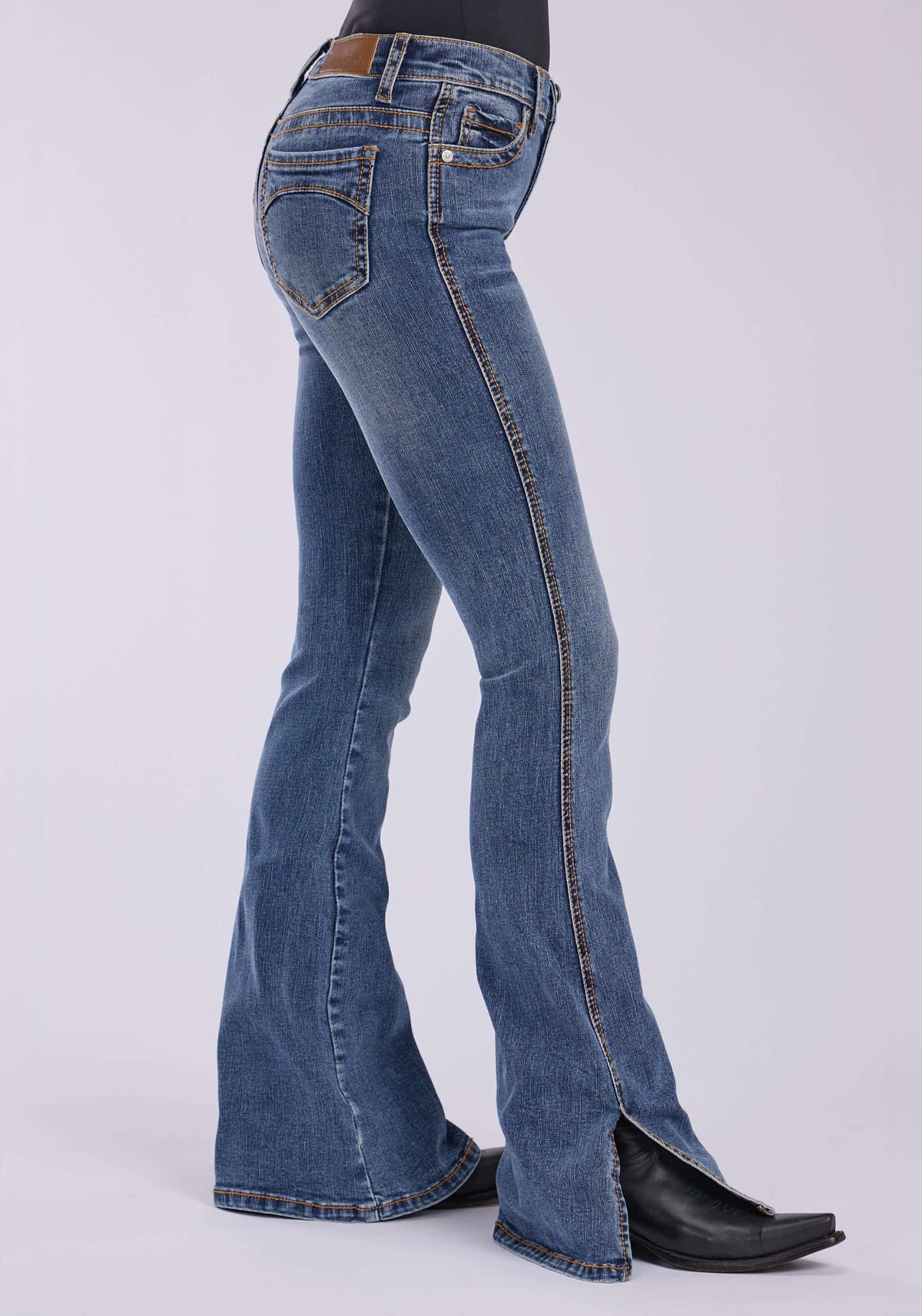 Tin Haul Womens 6"split Leg At Hem Plain Back Pocket Button Jeans - Tin Haul - Flyclothing LLC