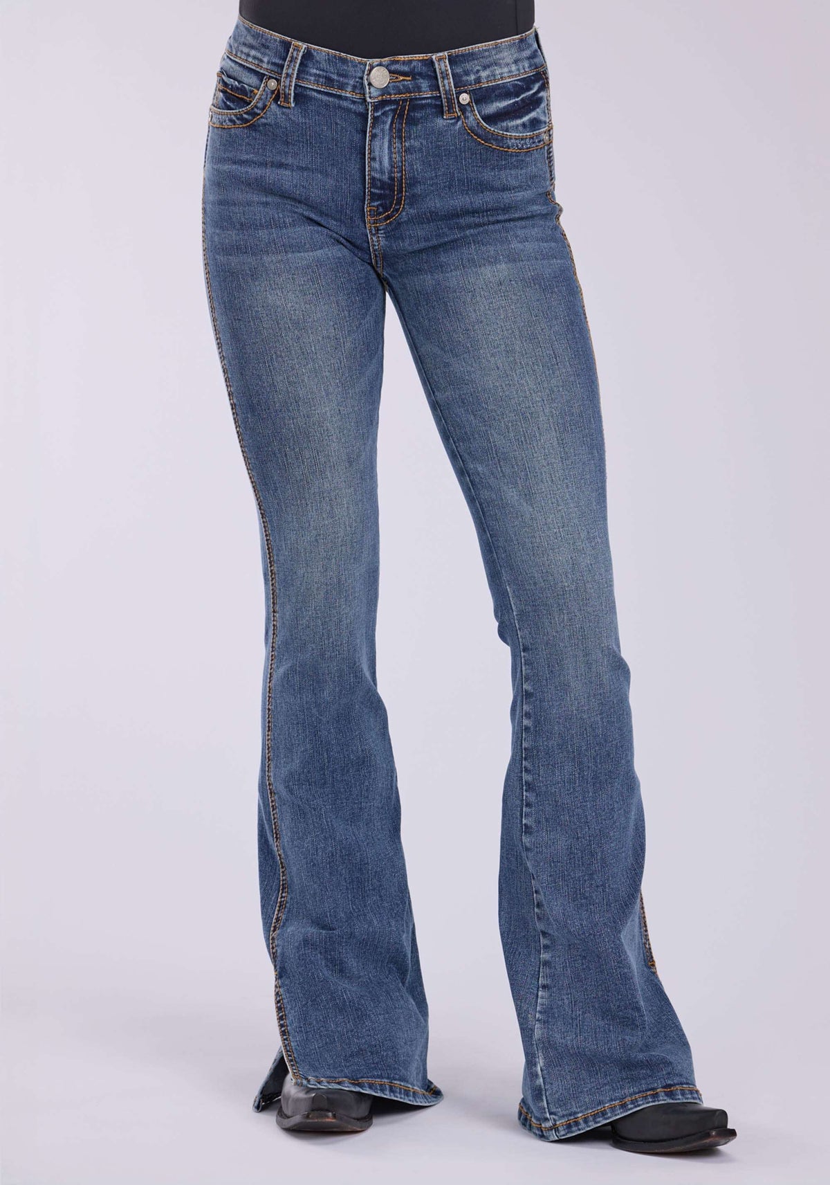 Tin Haul Womens 6"split Leg At Hem Plain Back Pocket Button Jeans - Tin Haul - Flyclothing LLC