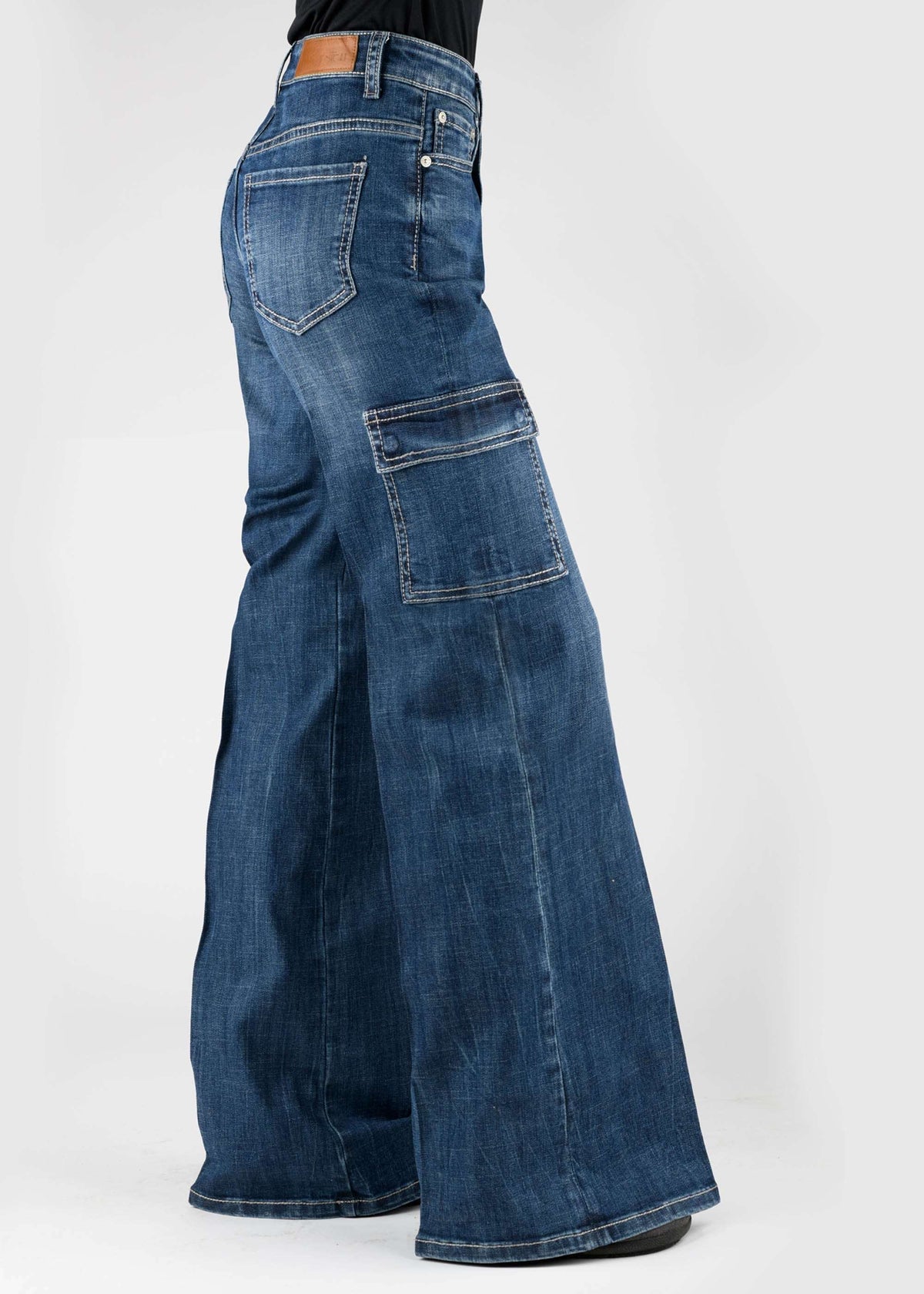 Tin Haul Womens Cargo Jean With Plain Back Pocket Button Jeans - Tin Haul - Flyclothing LLC