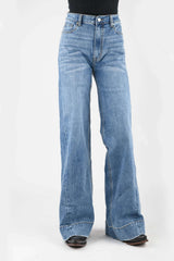 Tin Haul Womens Angled Side Seam Plain Back Pocket Button Jeans - Tin Haul - Flyclothing LLC