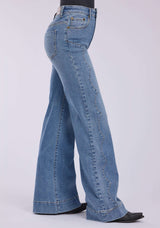 Tin Haul Womens Side Yoke Details Plain Back Pocket Button Jeans - Tin Haul - Flyclothing LLC