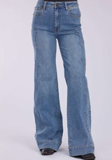 Tin Haul Womens Side Yoke Details Plain Back Pocket Button Jeans - Tin Haul - Flyclothing LLC