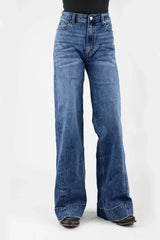 Womens Jeans Button Gold Curved Embroidery On Back Pkt Western Shirt - Tin Haul - Flyclothing LLC
