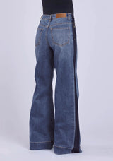 Womens Jeans Button Front Seam Down Legs Western Shirt - Tin Haul - Flyclothing LLC