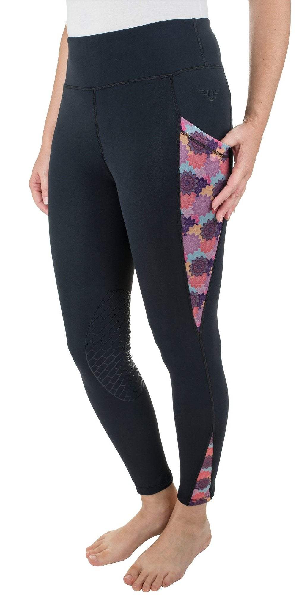 TuffRider Ladies Minerva 3 Season Printed Knee Patch Tights - Breeches.com - Flyclothing LLC
