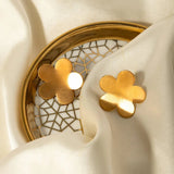 18K Gold-Plated Stainless Steel Flower Stud Earrings - Trendsi