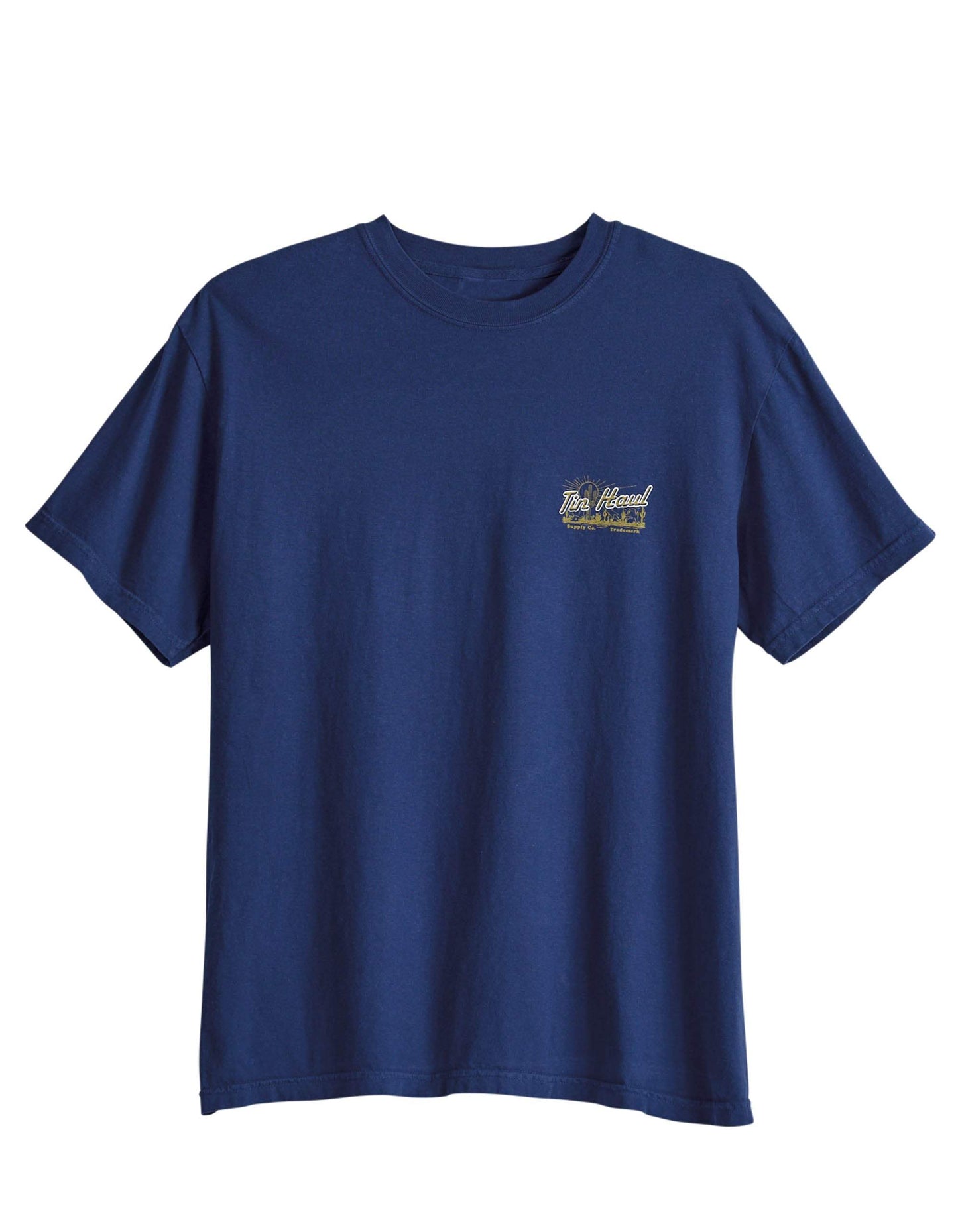 Tin Haul Unisex Short Sleeve Tin Haul Desert Supply Screen Print T Shirt Heavyweight Navy - TIN HAUL - Flyclothing LLC