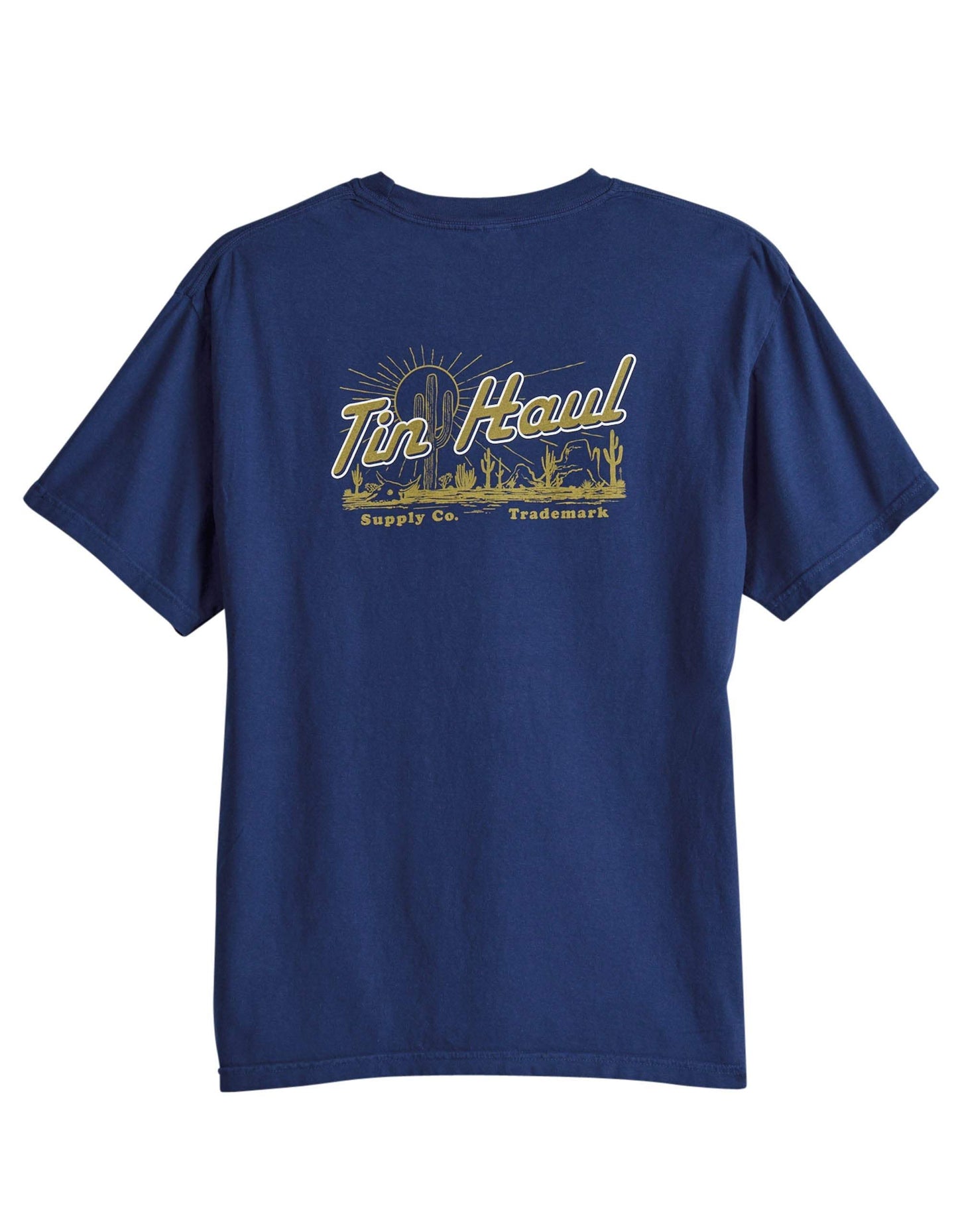Tin Haul Unisex Short Sleeve Tin Haul Desert Supply Screen Print T Shirt Heavyweight Navy - TIN HAUL - Flyclothing LLC