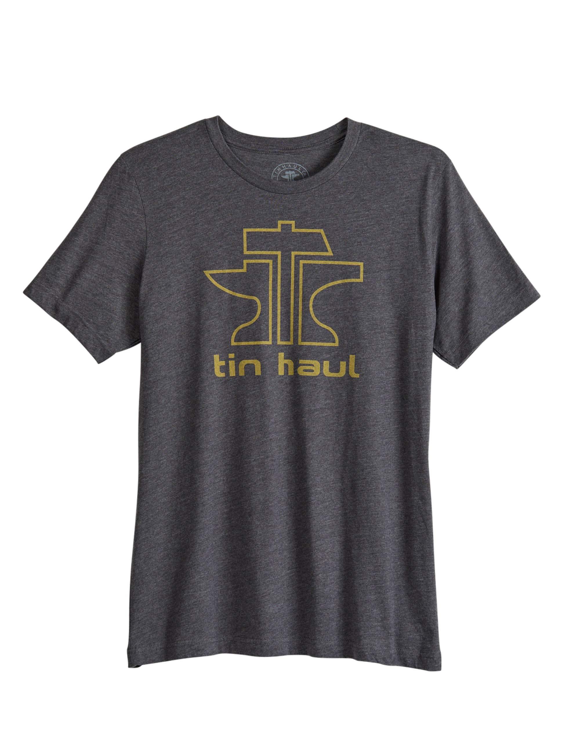 Tin Haul Unisex Short Sleeve Tin Haul Anvil And Hammer Screen Print T Shirt Dark Grey Heather - TIN HAUL - Flyclothing LLC
