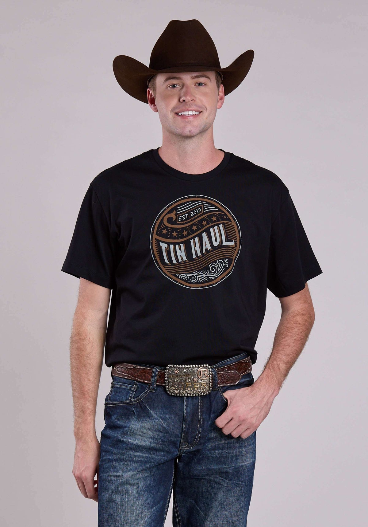 Tin Haul Unisex Like A Back Of A Coin Screen Short Sleeve Pullover Western - Tin Haul - Flyclothing LLC