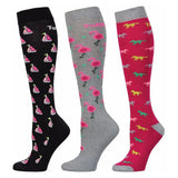 TuffRider Ladies Flamingo/Boat/Horse Knee Hi Socks - 3 Pack - Breeches.com - Flyclothing LLC