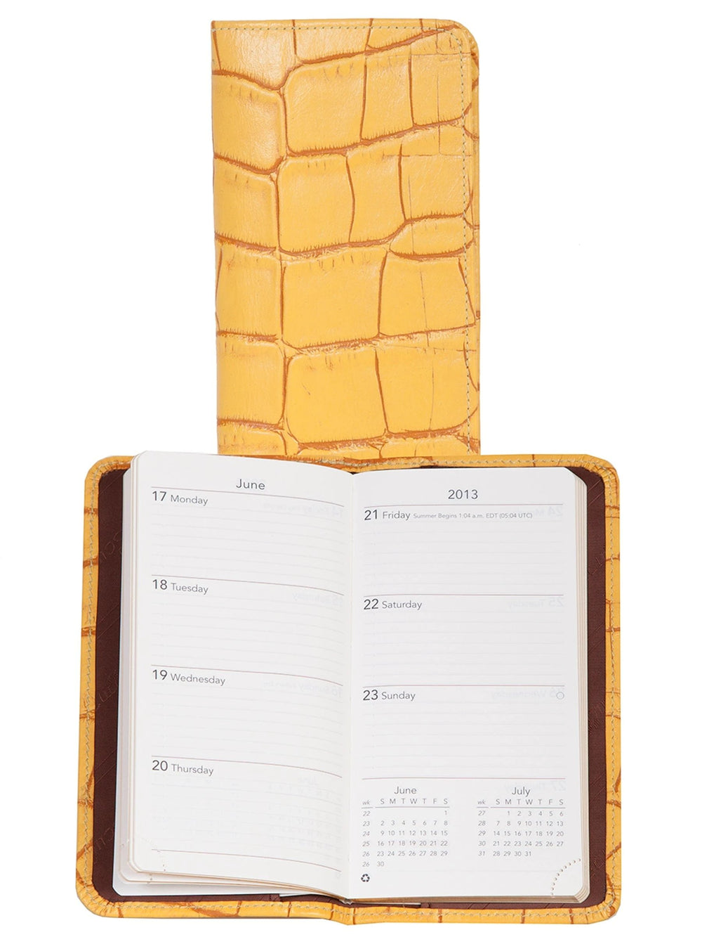 Italia Lg. Croco embossed leather Yellow Pocket weekly planner - Scully Leather