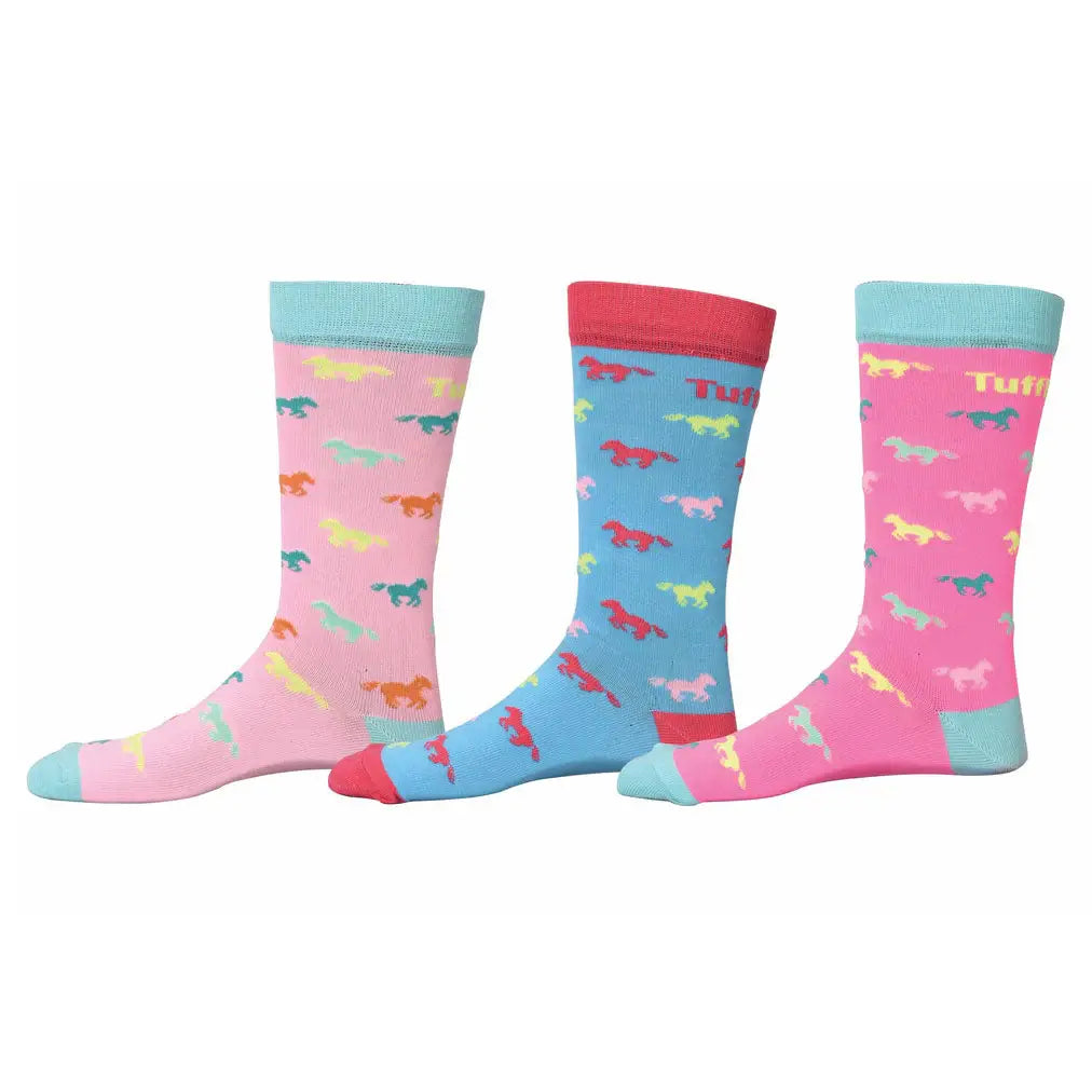 TuffRider Neon Pony Kids Socks - 3 Pack - Breeches.com - Flyclothing LLC