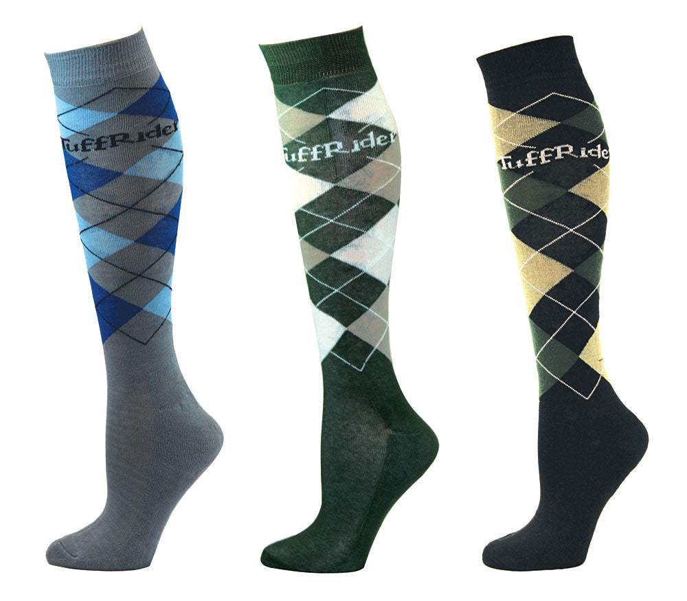 TuffRider Ladies Argyle Knee Hi Socks - 3 Pack - Breeches.com - Flyclothing LLC