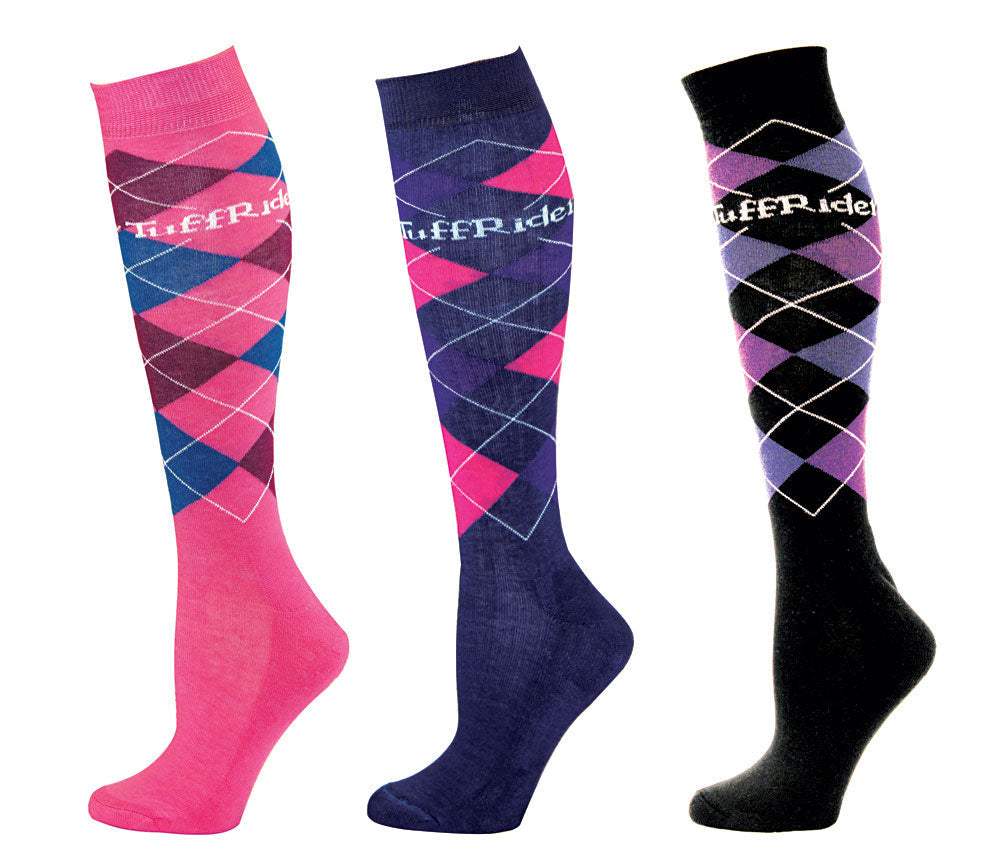 TuffRider Ladies Argyle Knee Hi Socks - 3 Pack - Breeches.com - Flyclothing LLC