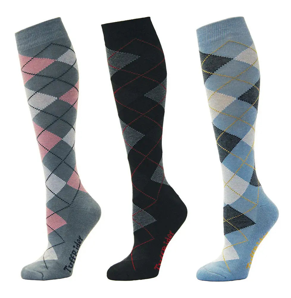 TuffRider Ladies Bamboo Argyle Knee Hi Socks - 3 Pack - Breeches.com - Flyclothing LLC