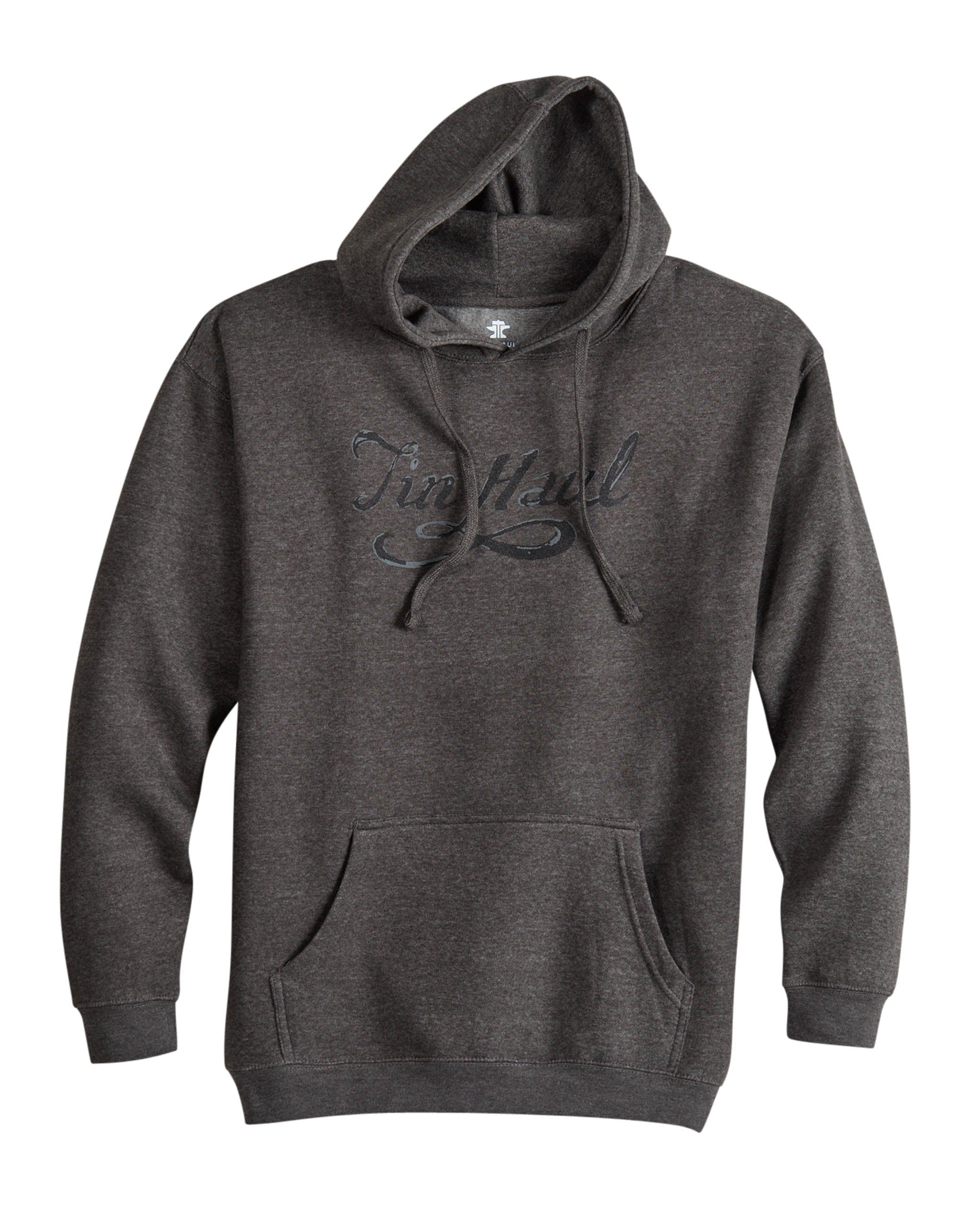 Tin Haul Mens Tin Haul Pullover Hoodie With Curly Script Dark Grey - TIN HAUL