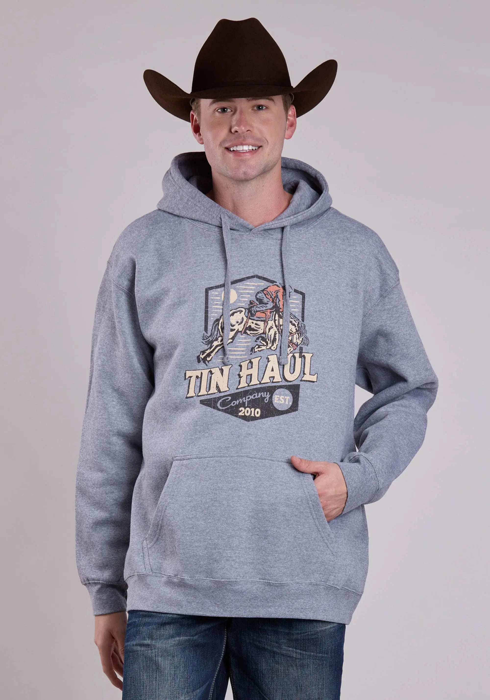 Mens Tin Haul Bronc Rider Screen Print Pullover Jacket - Tin Haul - Flyclothing LLC