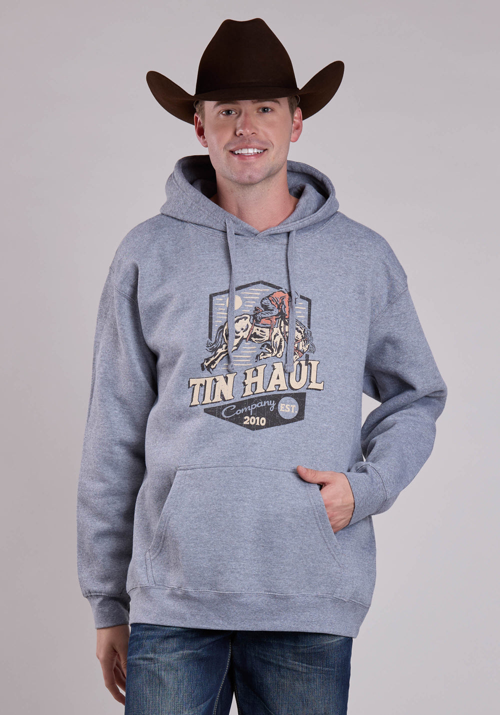 Mens Tin Haul Bronc Rider Screen Print Pullover Jacket