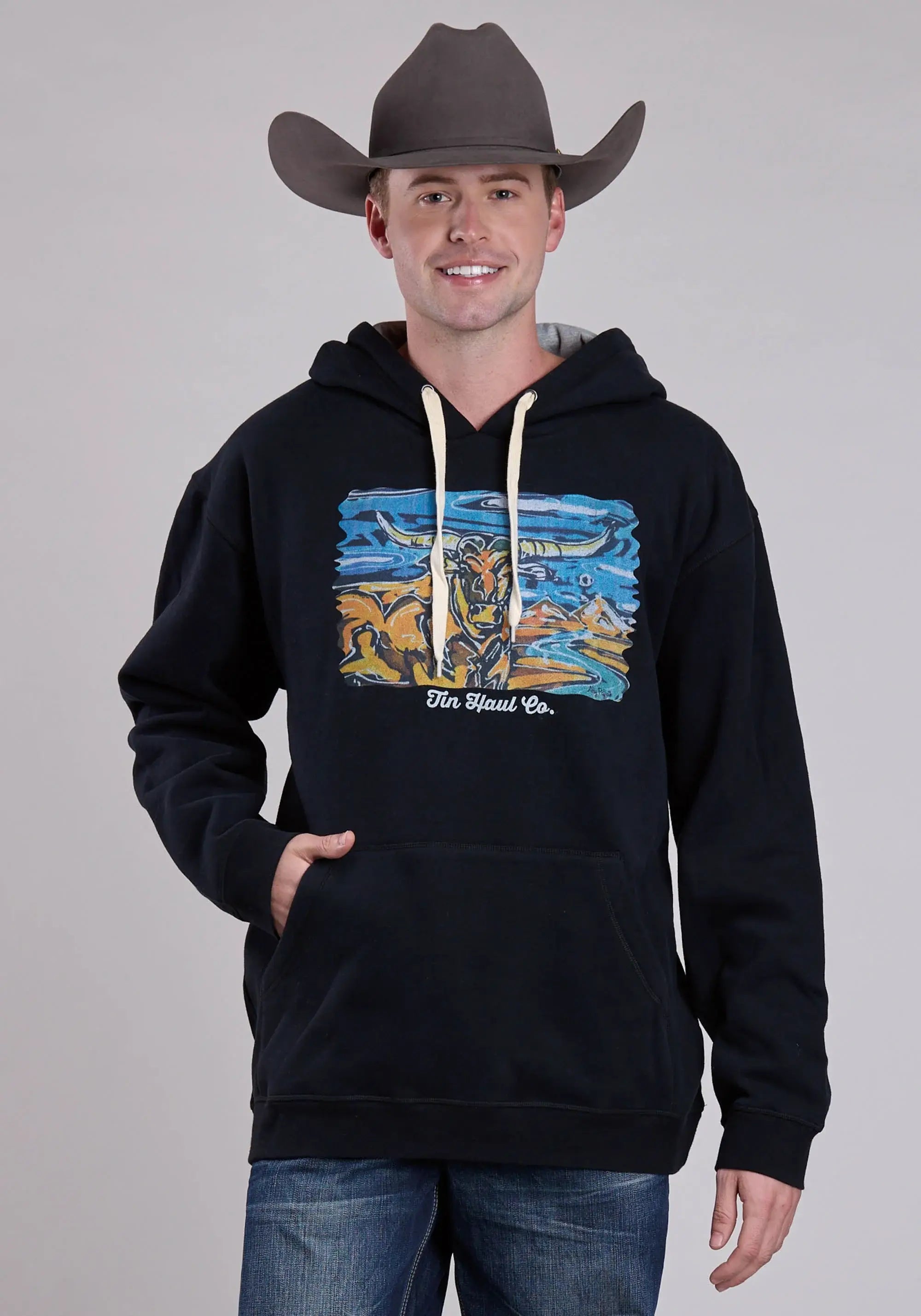MENS TIN HAUL LONGHORN BY RIVER SCREEN PULLOVER JACKET - Tin Haul - Flyclothing LLC