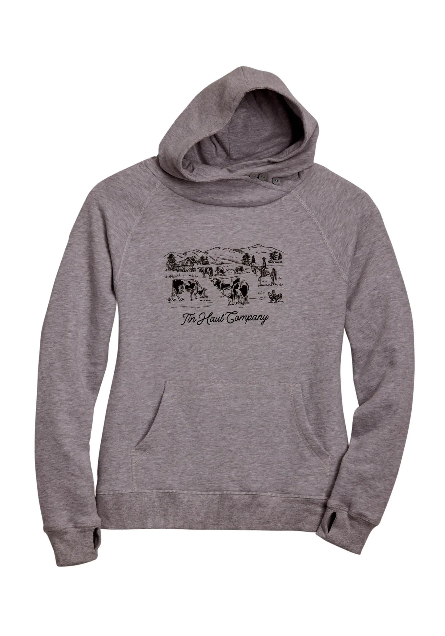 Womens Sweatshirt Pullovertin Haul Cows On The Prairie Screenr Western Shir - Tin Haul - Flyclothing LLC