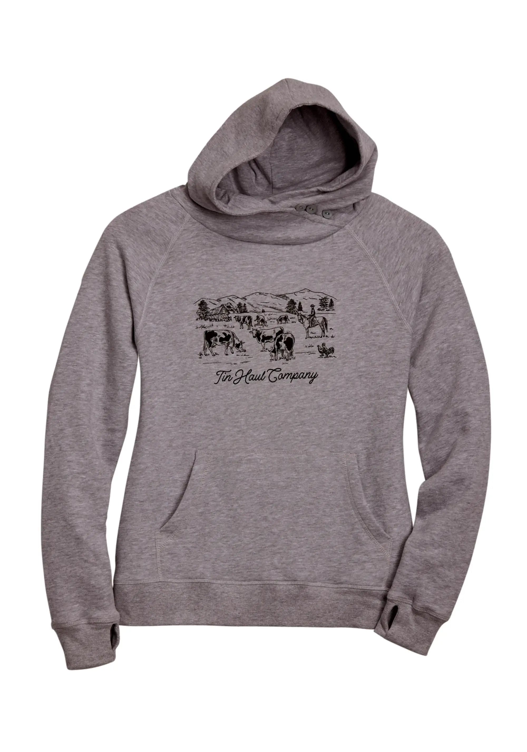 Womens Sweatshirt Pullovertin Haul Cows On The Prairie Screenr Western Shir - Tin Haul - Flyclothing LLC