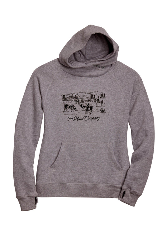 Womens Sweatshirt Pullovertin Haul Cows On The Prairie Screenr Western Shir