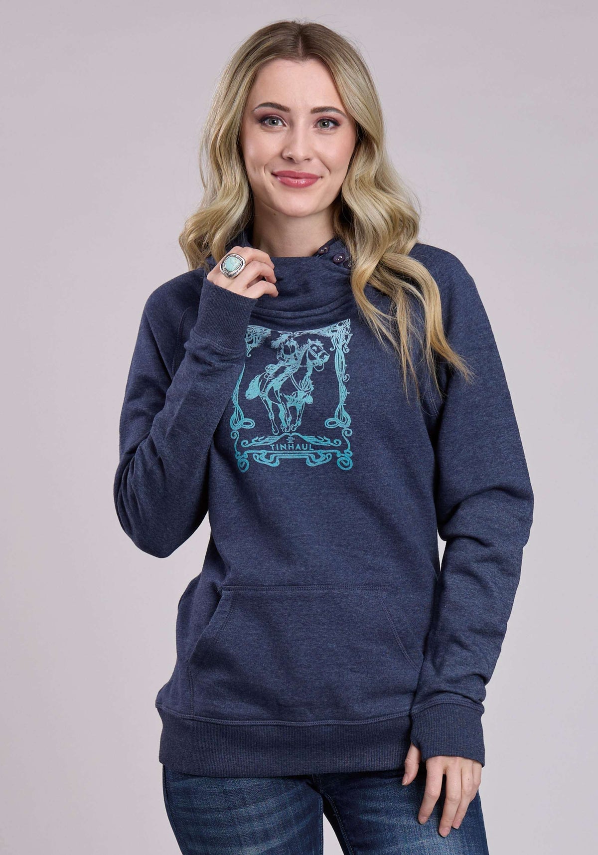 Tin Haul Womens Girl On A Horse Ombre Screen Pullover Western Shirt - Tin Haul - Flyclothing LLC