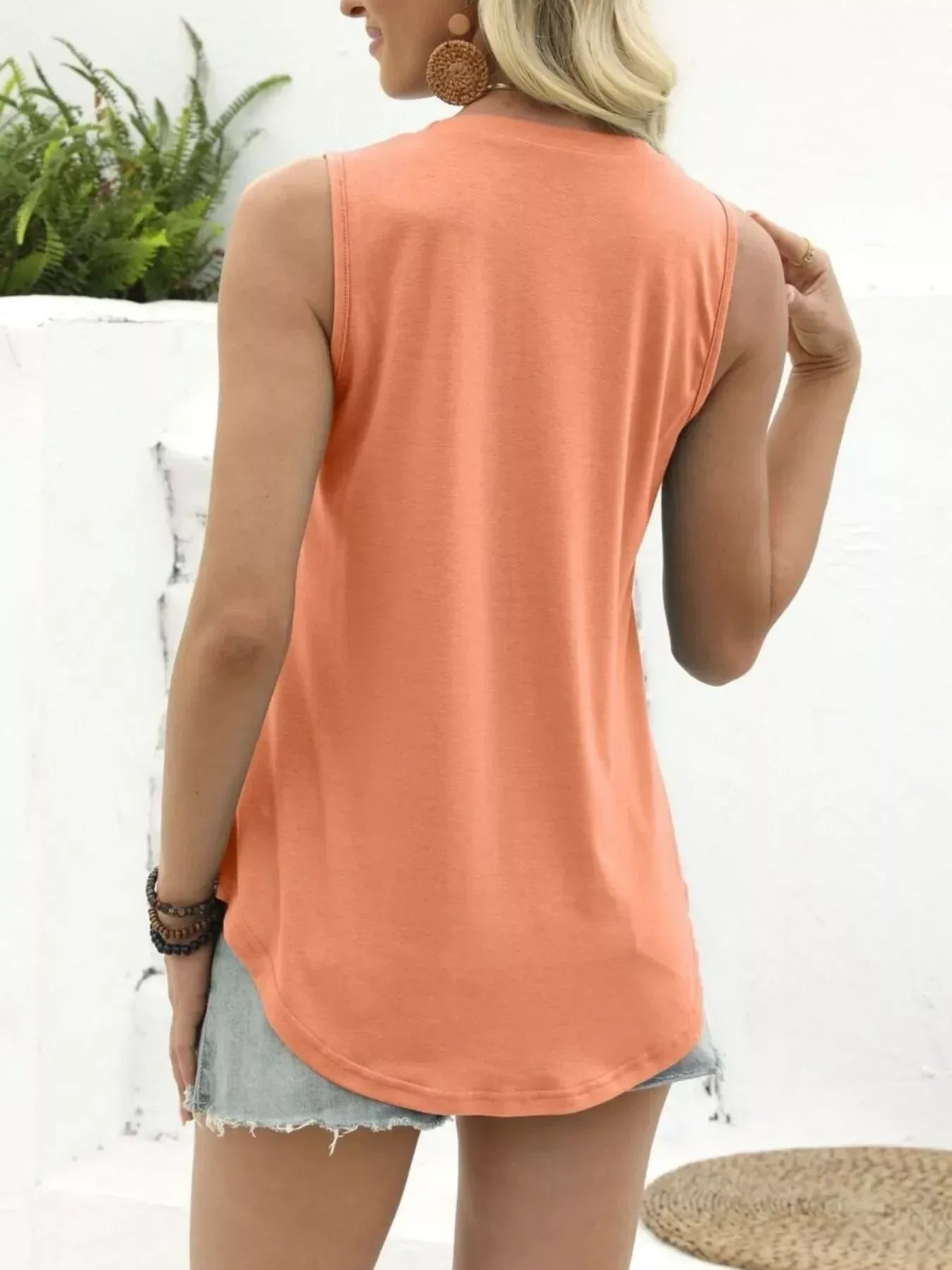 Round Neck Casual Tank Top - Trendsi - Flyclothing LLC