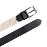 Cream & Black Braided Canvas Leather Belt - Classy Leather Bags - Flyclothing LLC