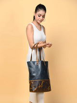 Blue Women's Leather Tote - Classy Leather Bags - Flyclothing LLC