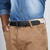 Cream & Black Braided Canvas Leather Belt - Classy Leather Bags - Flyclothing LLC