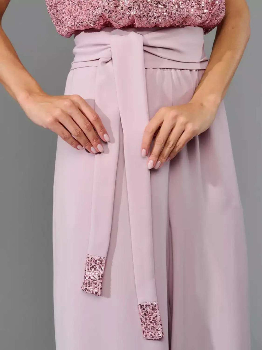 Full Size Sequin Round Neck Short Sleeve Wide Leg Jumpsuit - Trendsi - Flyclothing LLC