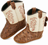Old West Brown Ostrich Print Foot White Shaft Poppets - Old West